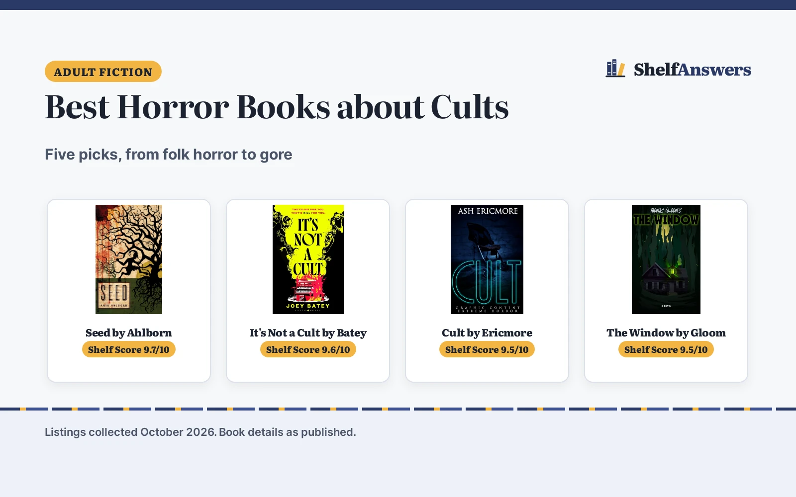Best Horror Books about Cults (2026): 5 Scary Picks