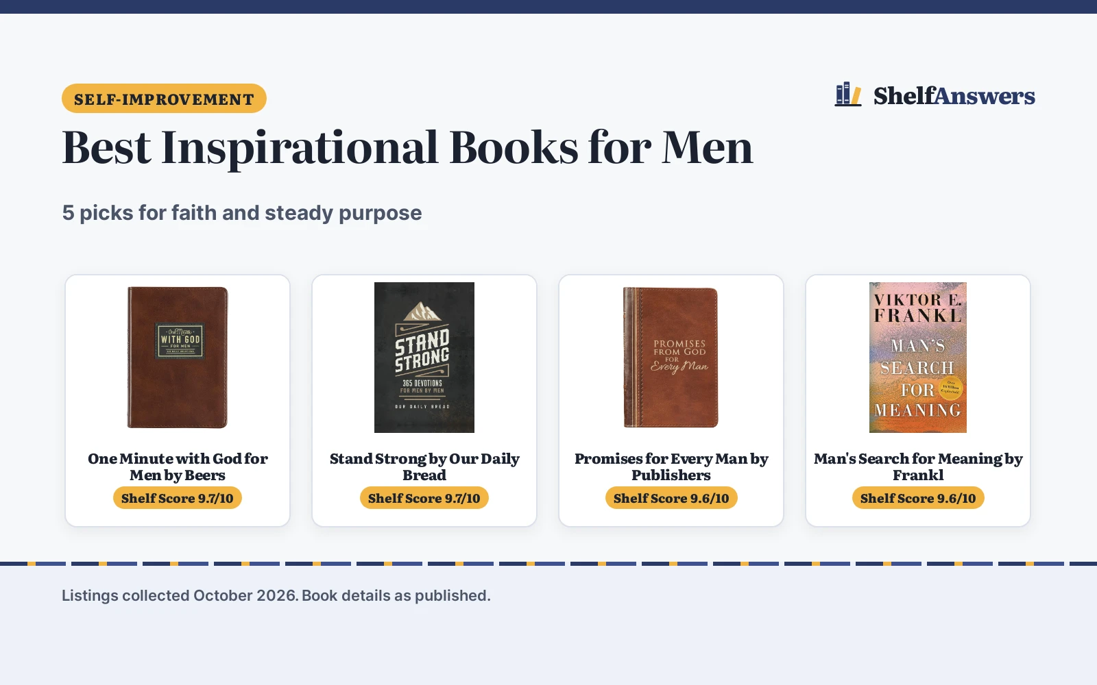 Best Inspirational Books for Men (2026): 5 Picks Compared