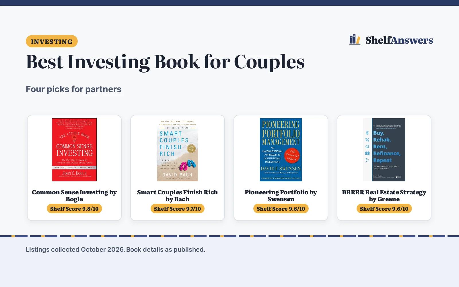Best Investing Book for Couples (2026): 4 Picks Compared