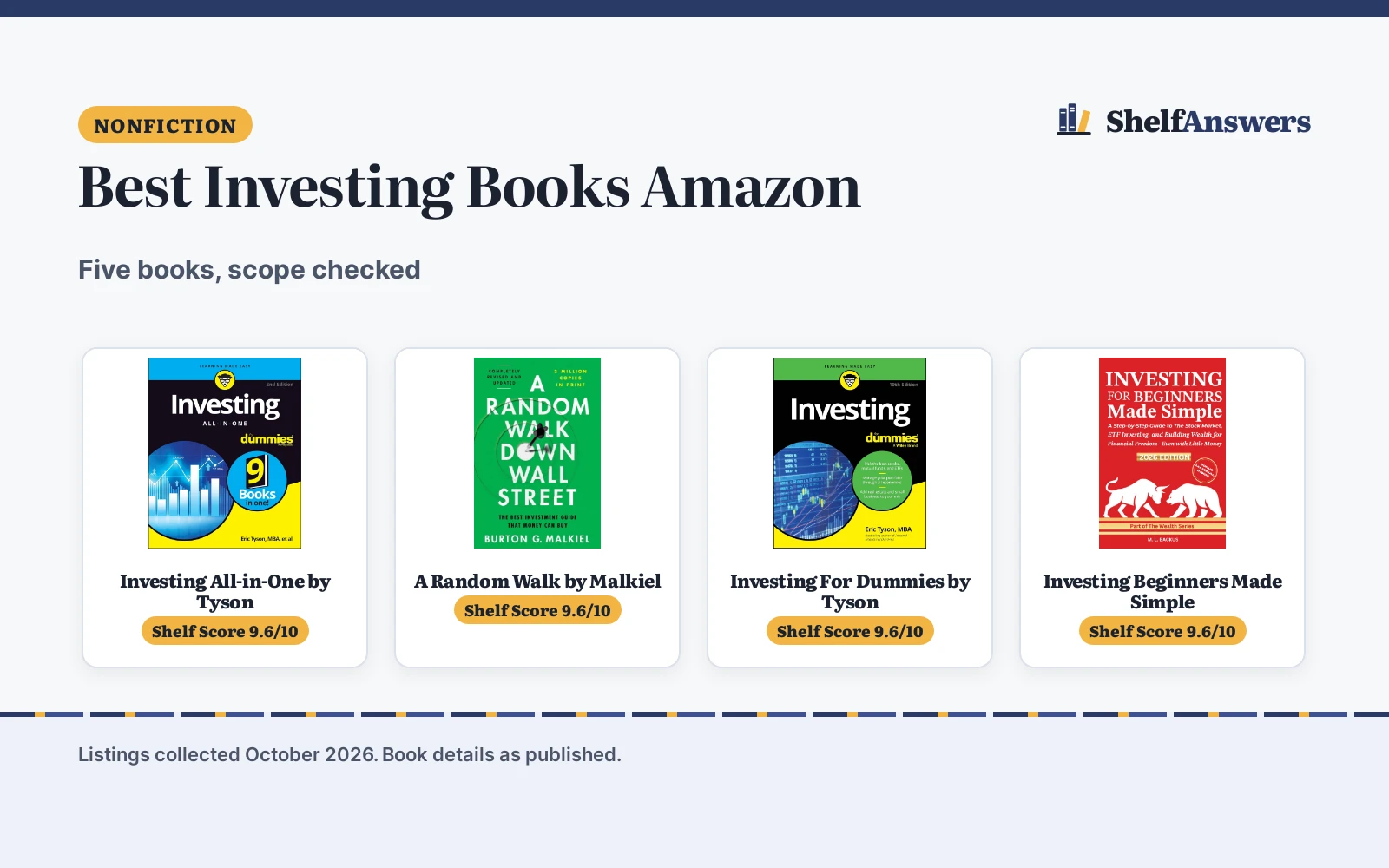Best Investing Books Amazon (2026): 5 Compared