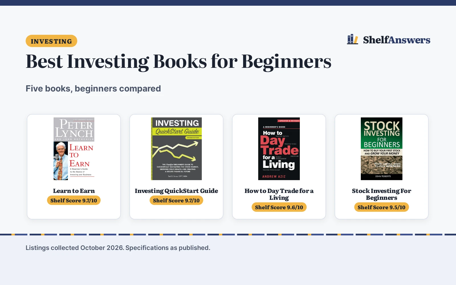 Best Investing Books for Beginners (2026): 5 Picks Compared