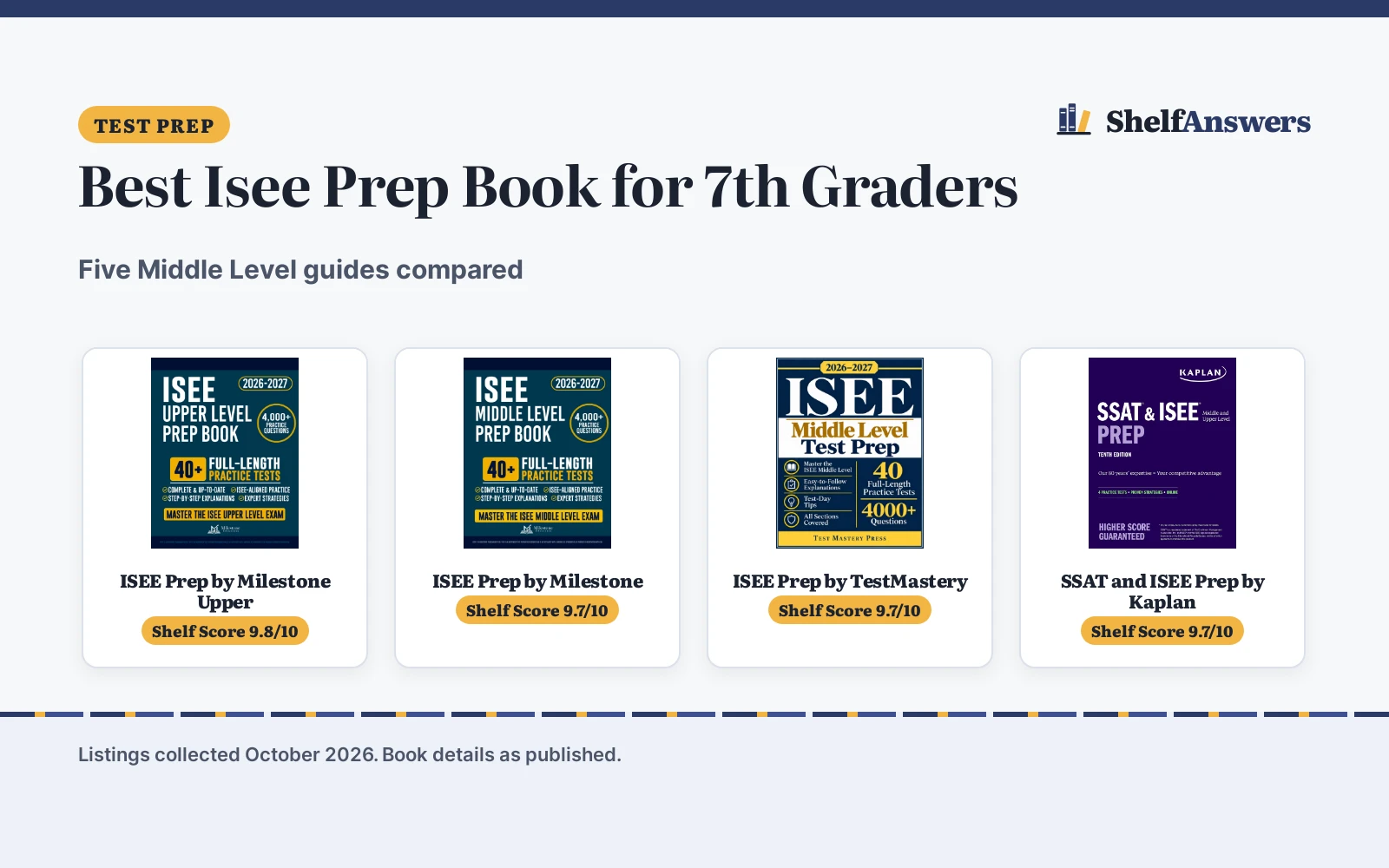 Best Isee Prep Book for 7th Graders (2026): 5 Picks Compared