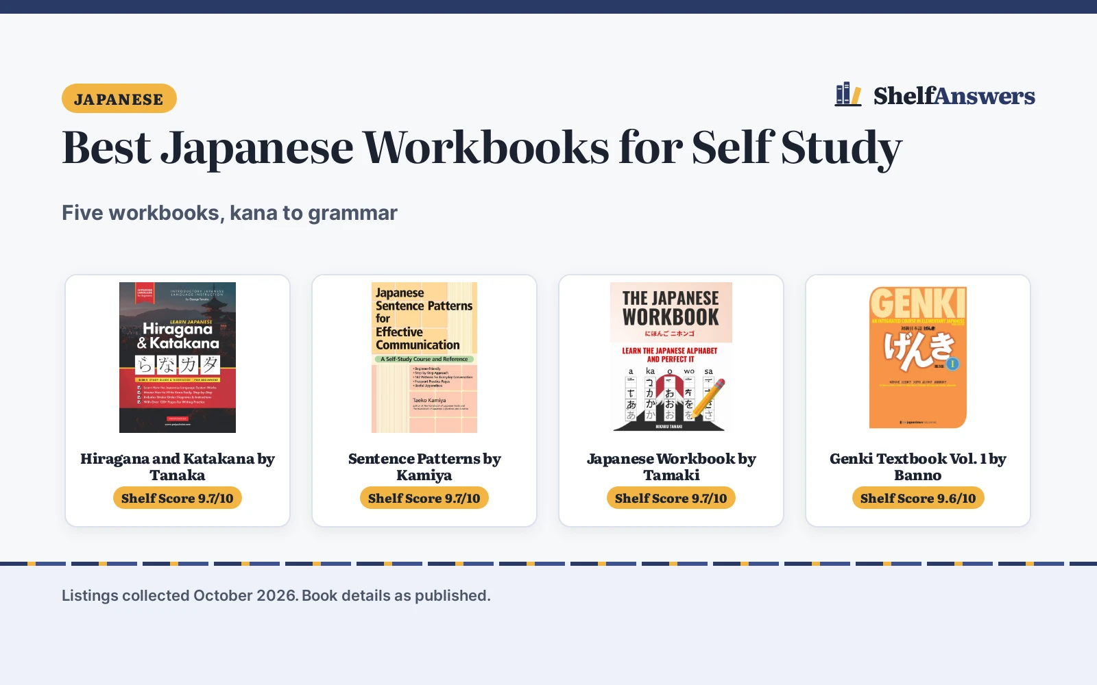 Best Japanese Workbooks for Self Study (2026): 5 Picks Compared