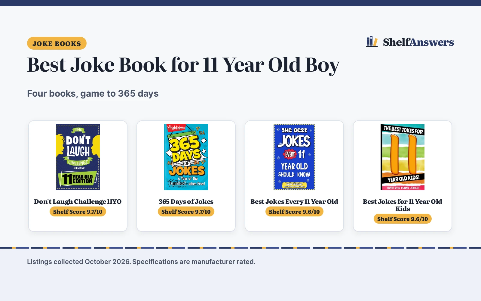 Best Joke Book for 11 Year Old Boy (2026): 4 Compared