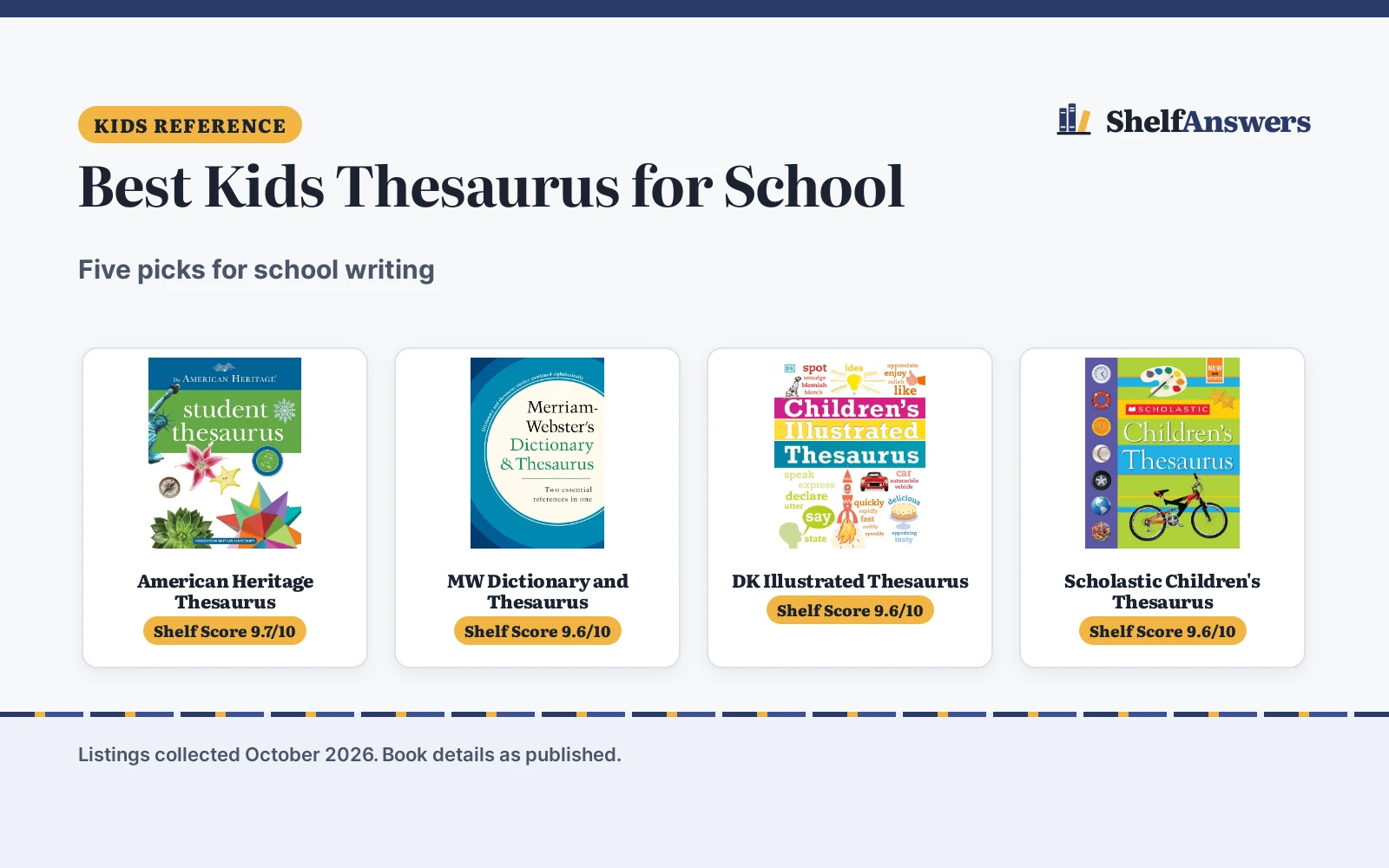 Best Kids Thesaurus for School (2026): 5 Picks Compared