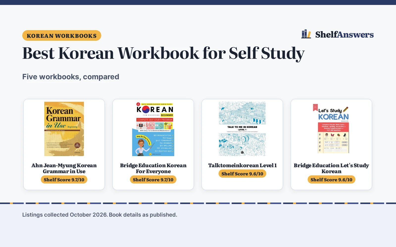 Best Korean Workbook for Self Study (2026): 5 Compared