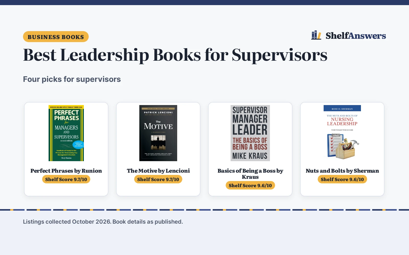 Best Leadership Books for Supervisors: 4 Picks