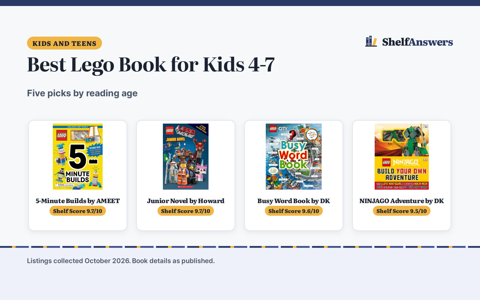 Best Lego Book for Kids 4-7 (2026): 5 Picks Compared