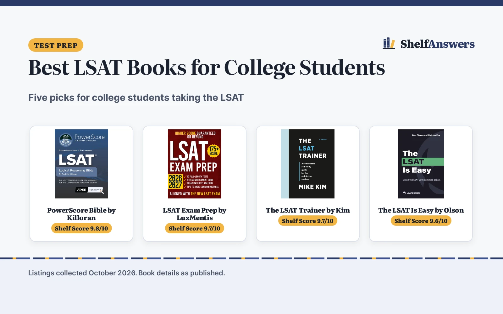 Best LSAT Books for College Students (2026): 5 Picks Compared