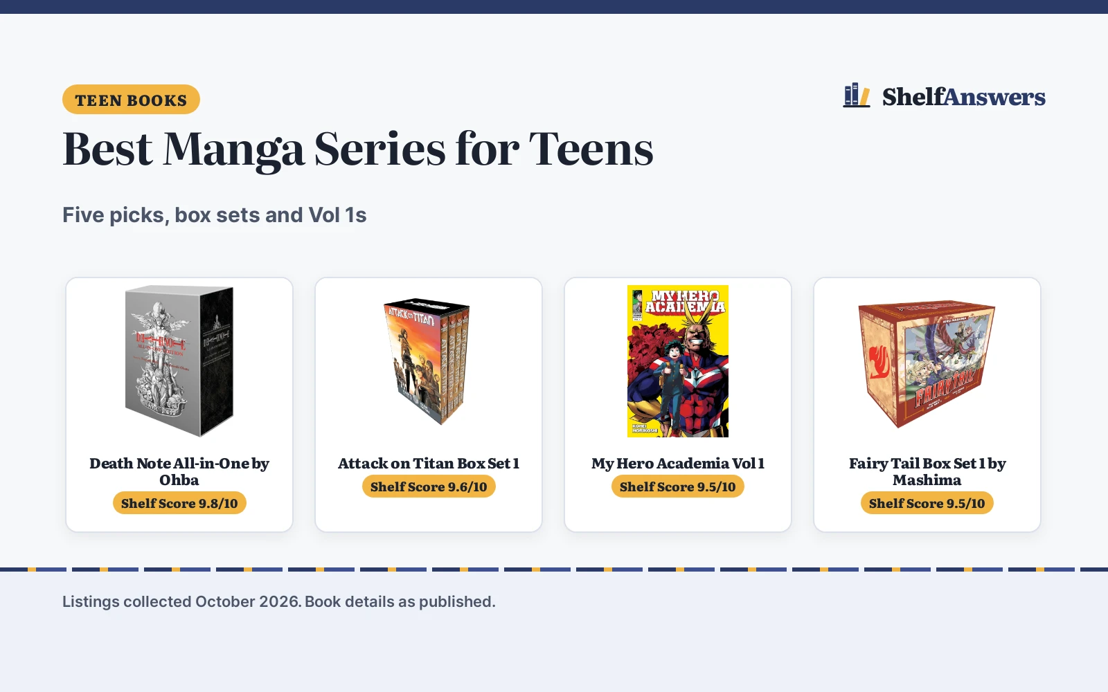 Best Manga Series for Teens (2026): 5 Compared