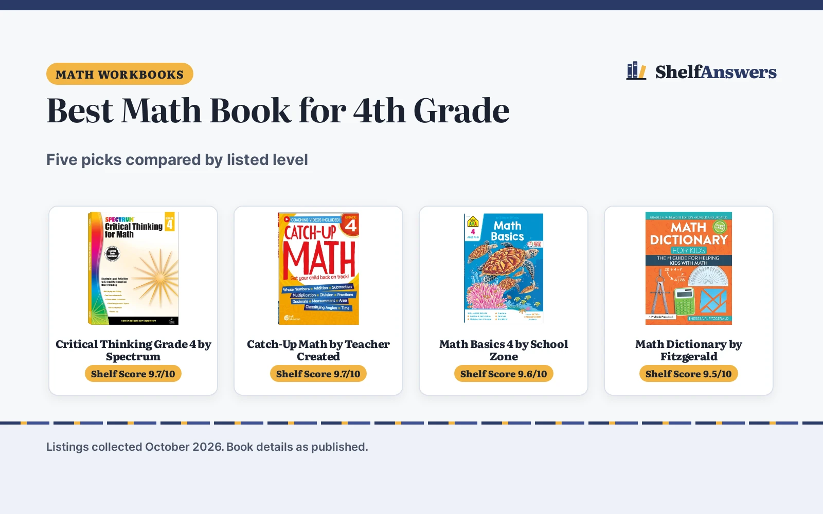 Best Math Book for 4th Grade (2026): 5 Picks Compared