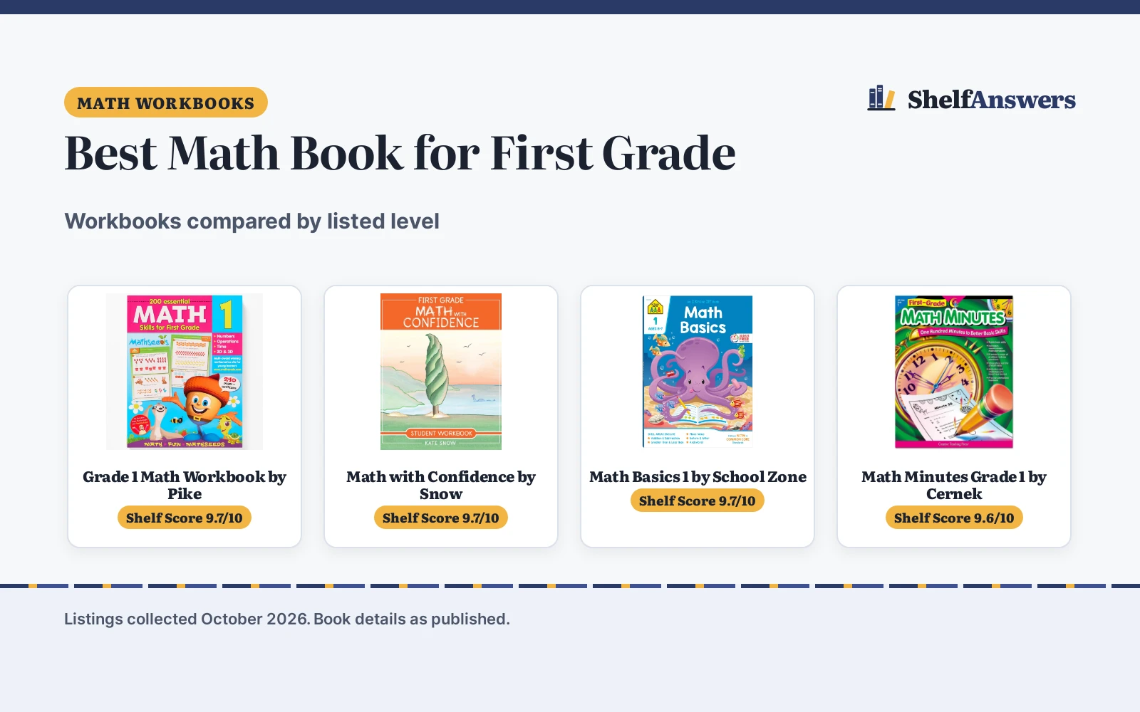 Best Math Book for First Grade (2026): 5 Picks Compared