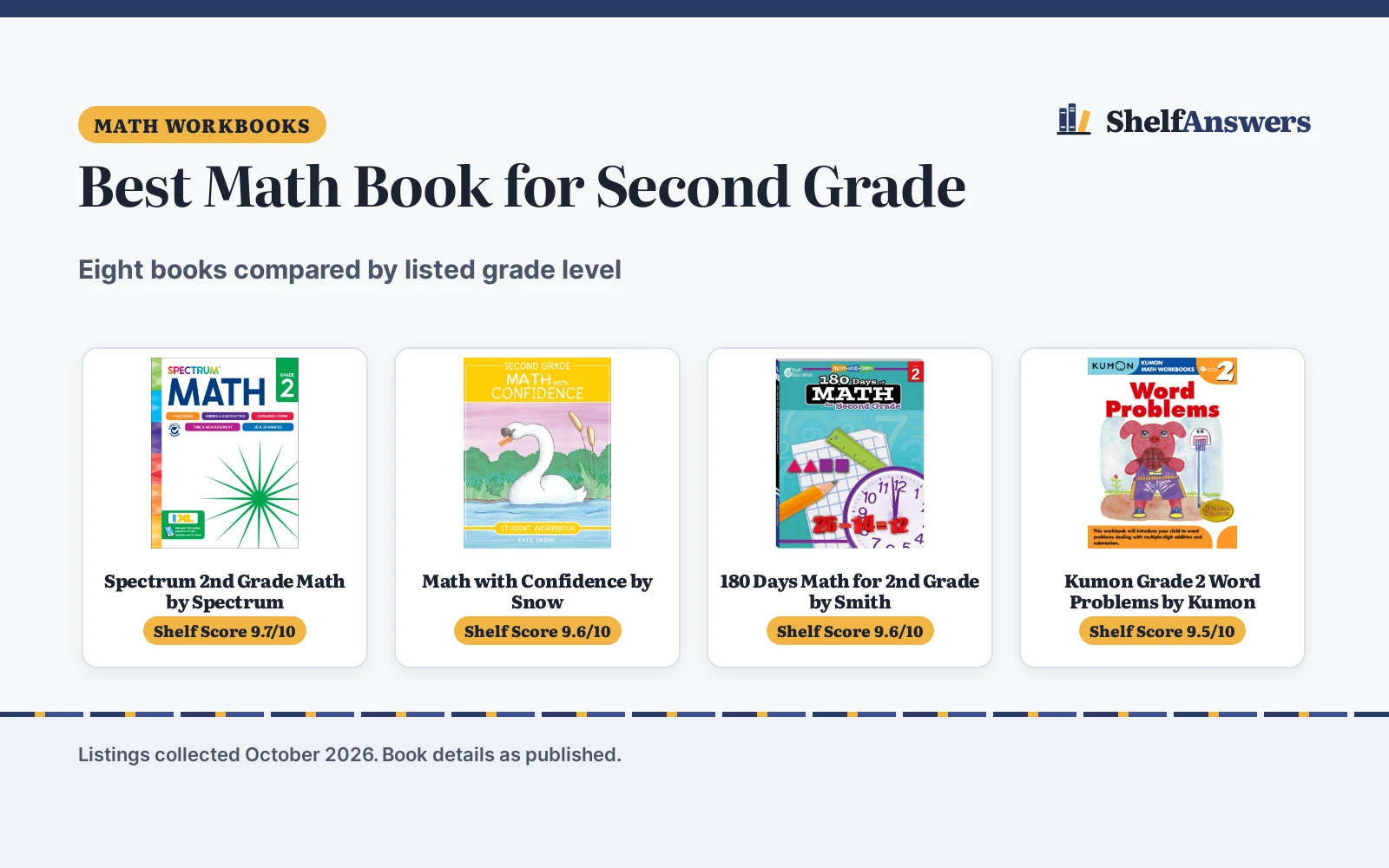 Best Math Book for Second Grade (2026): 8 Books Compared