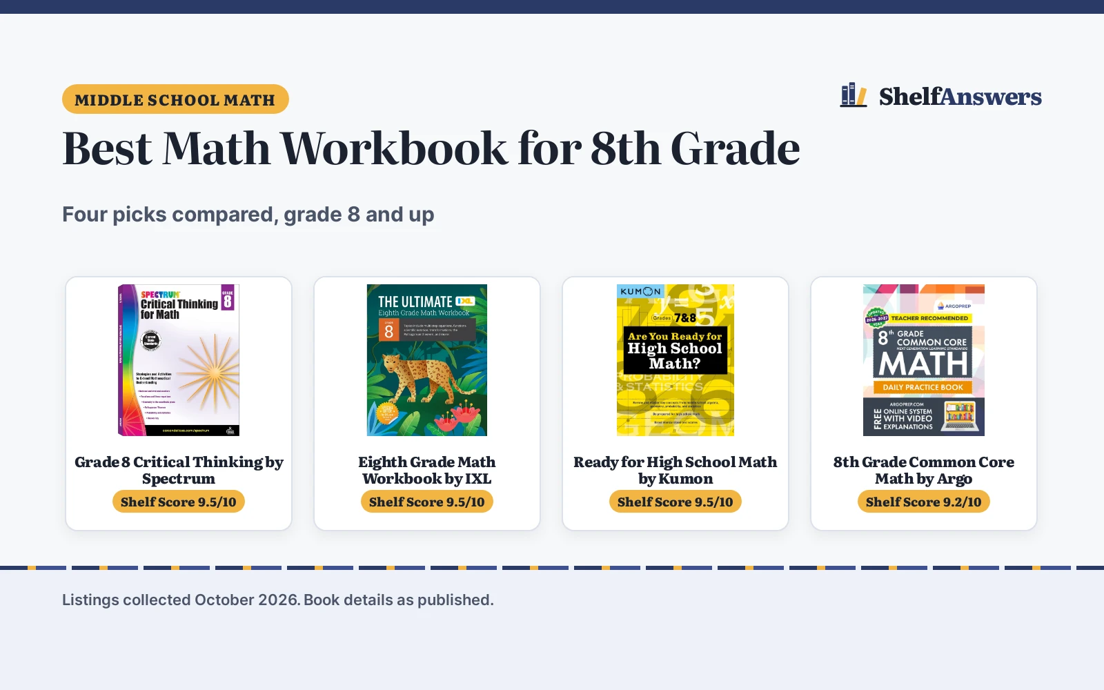 Best Math Workbook for 8th Grade (2026): 4 Picks Compared
