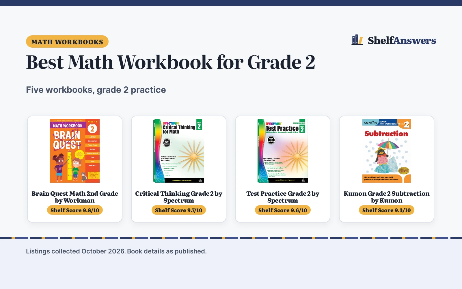 Best Math Workbook for Grade 2 (2026): 5 Picks Compared