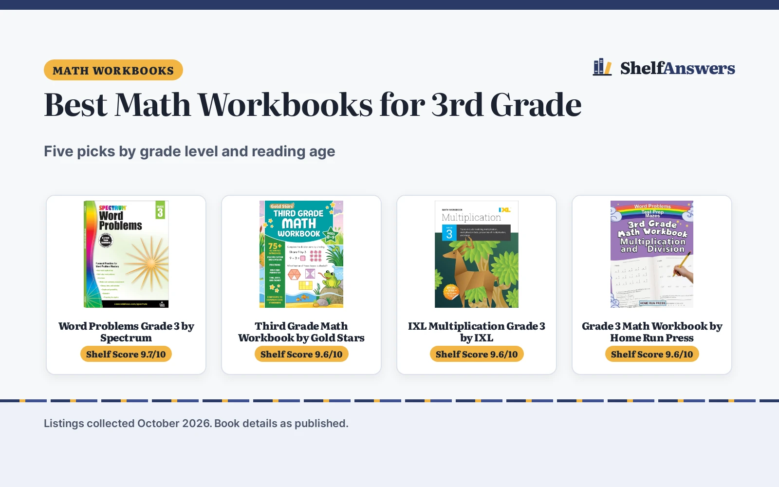 Best Math Workbooks for 3rd Grade (2026): 5 Picks Compared