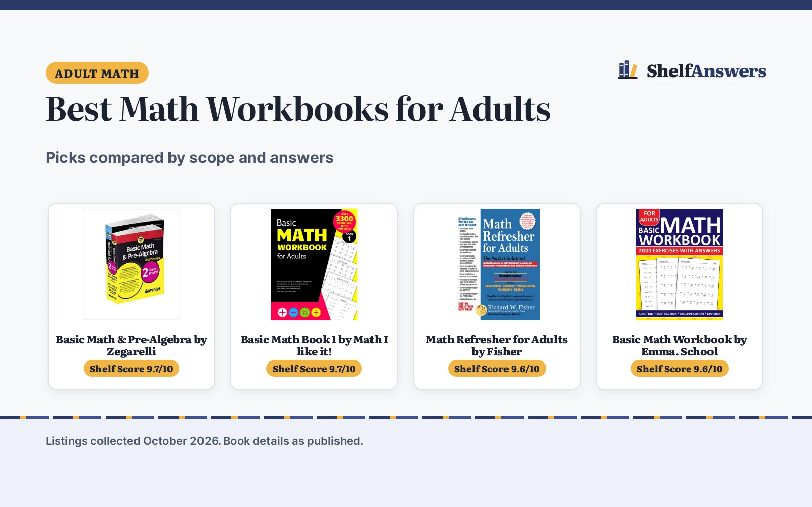 Best Math Workbooks for Adults (2026): Picks Compared