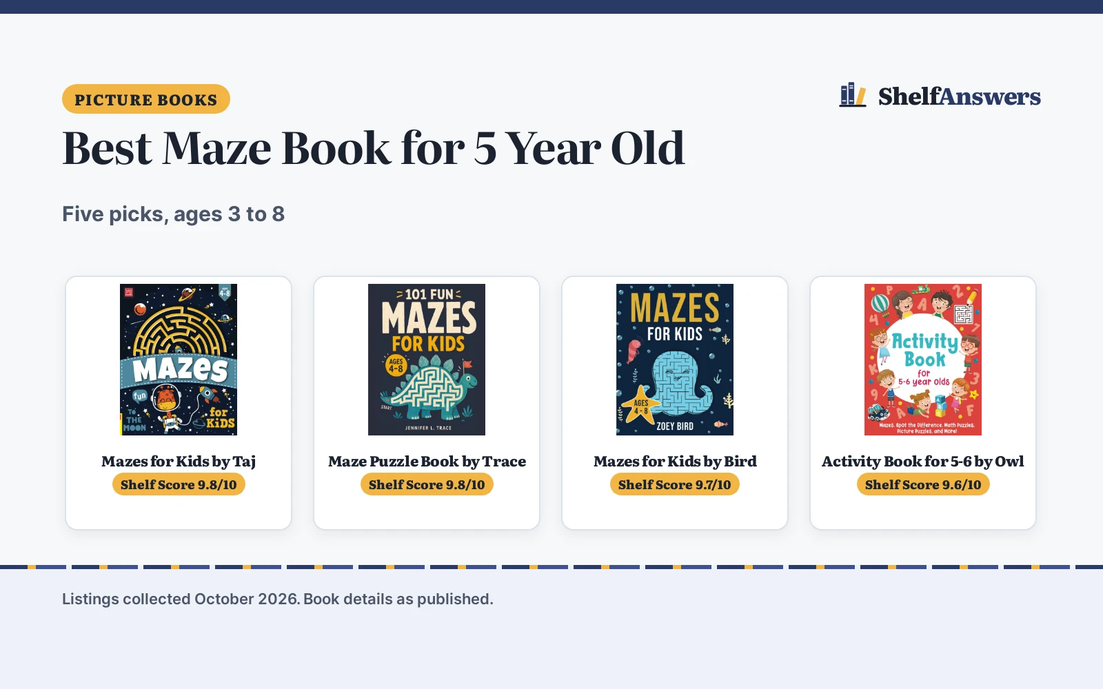 Best Maze Book for 5 Year Old (2026): 5 Picks Compared