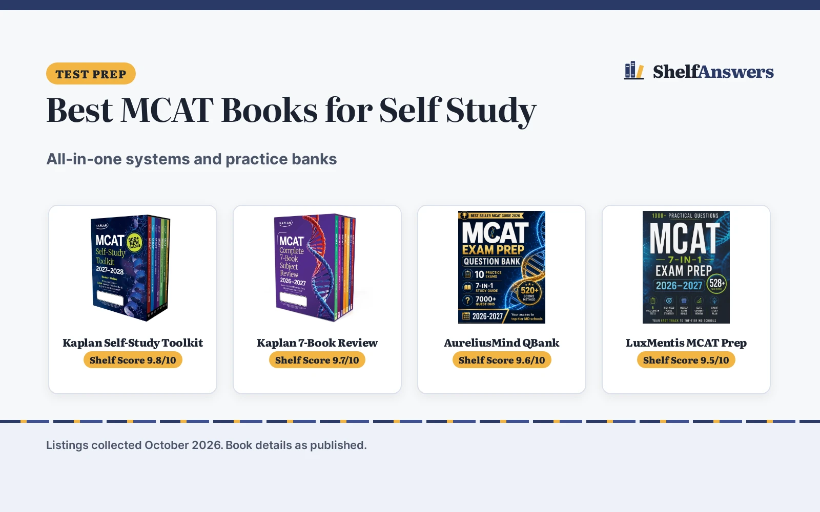 Best MCAT Books for Self Study (2026): 5 Compared
