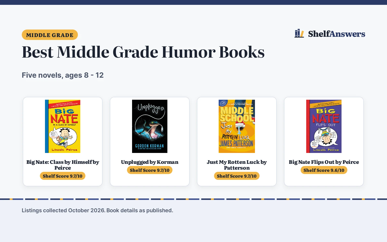 Best Middle Grade Humor Books (2026): 5 Picks for Laughs