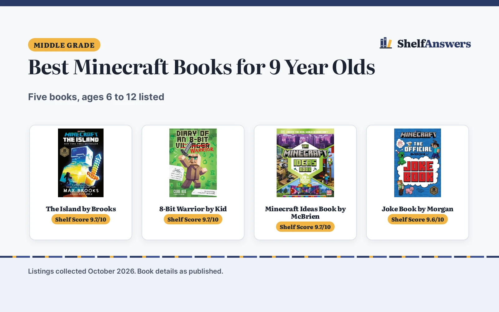 Best Minecraft Books for 9 Year Olds (2026): 5 Compared