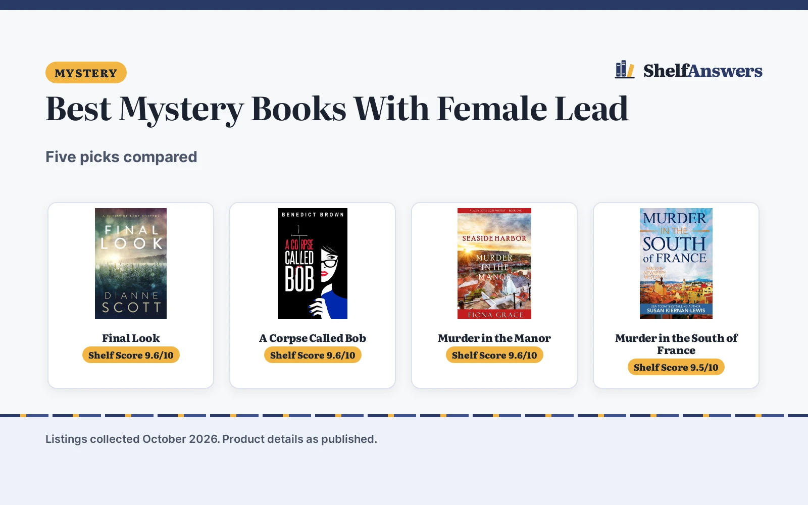 Best Mystery Books With Female Lead (2026): 5 Compared