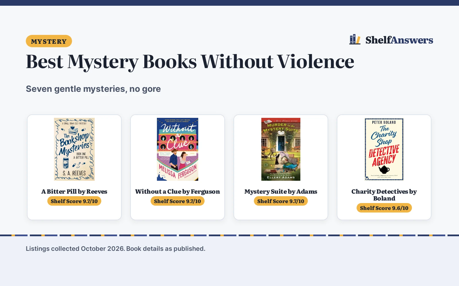 Best Mystery Books Without Violence (2026): 7 Gentle Picks