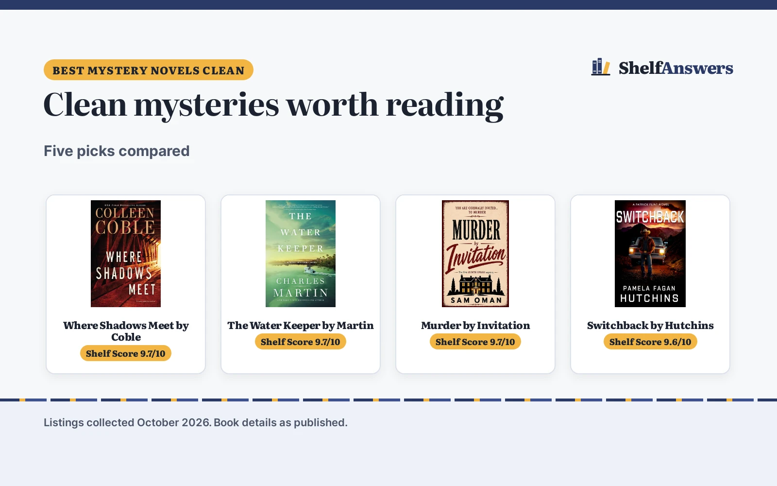 Best Mystery Novels Clean (2026): 5 Picks Compared