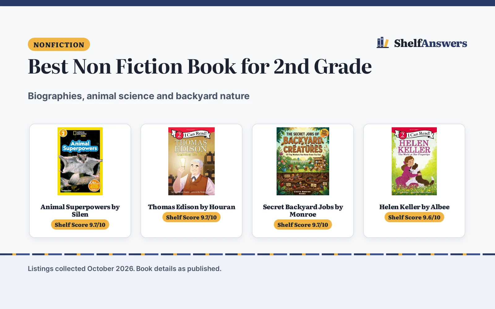 Best Non Fiction Book for 2nd Grade (2026): 5 Picks Compared