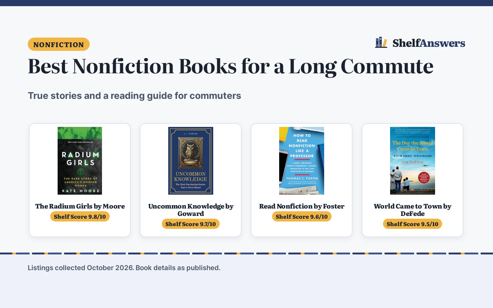 Best Nonfiction Books for a Long Commute (2026): 4 Picks Compared