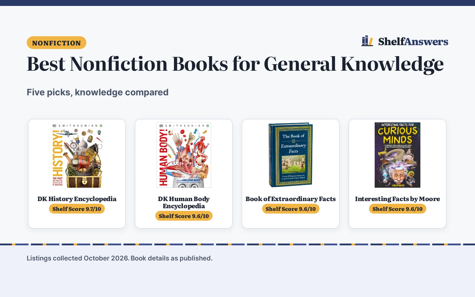 Best Nonfiction Books for General Knowledge (2026): 5 Compared