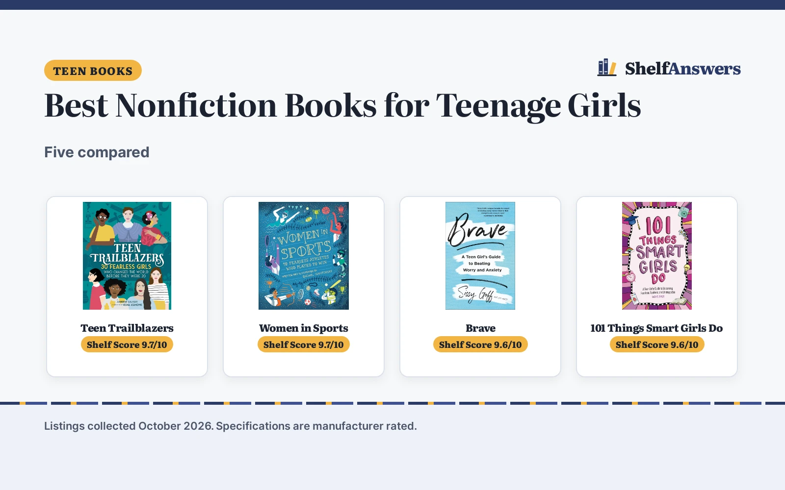 Best Nonfiction Books for Teenage Girls (2026): 5 Compared