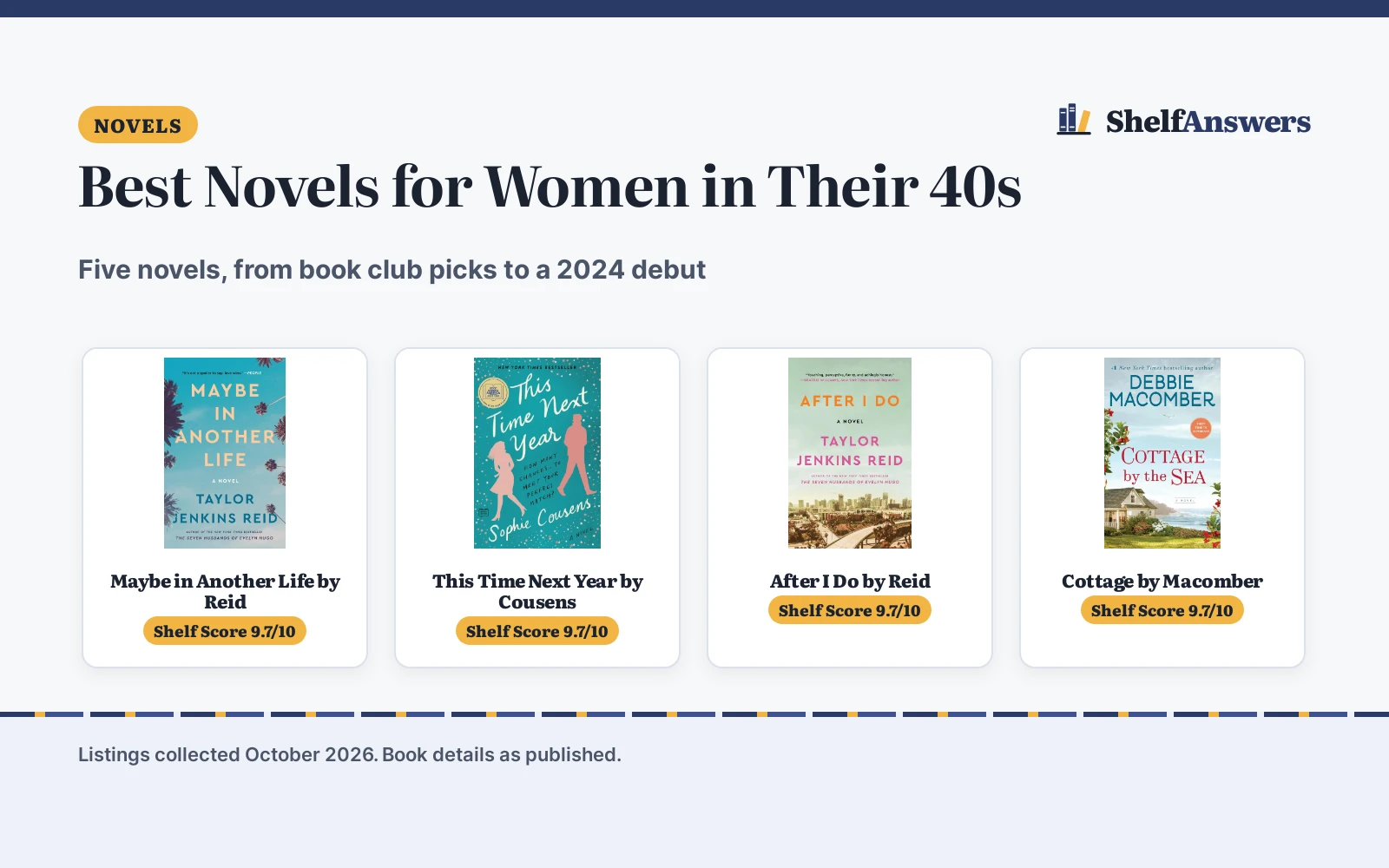 Best Novels for Women in Their 40s (2026): 5 Compared