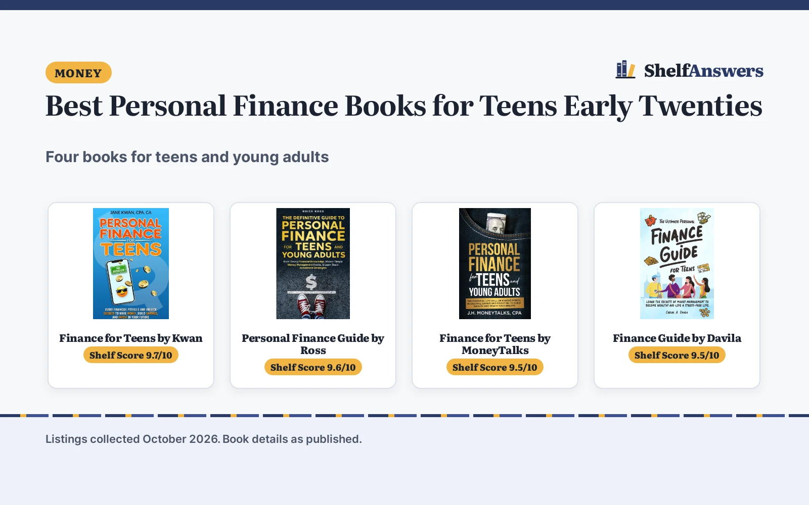 Best Personal Finance Books for Teens Early Twenties: 4 Compared