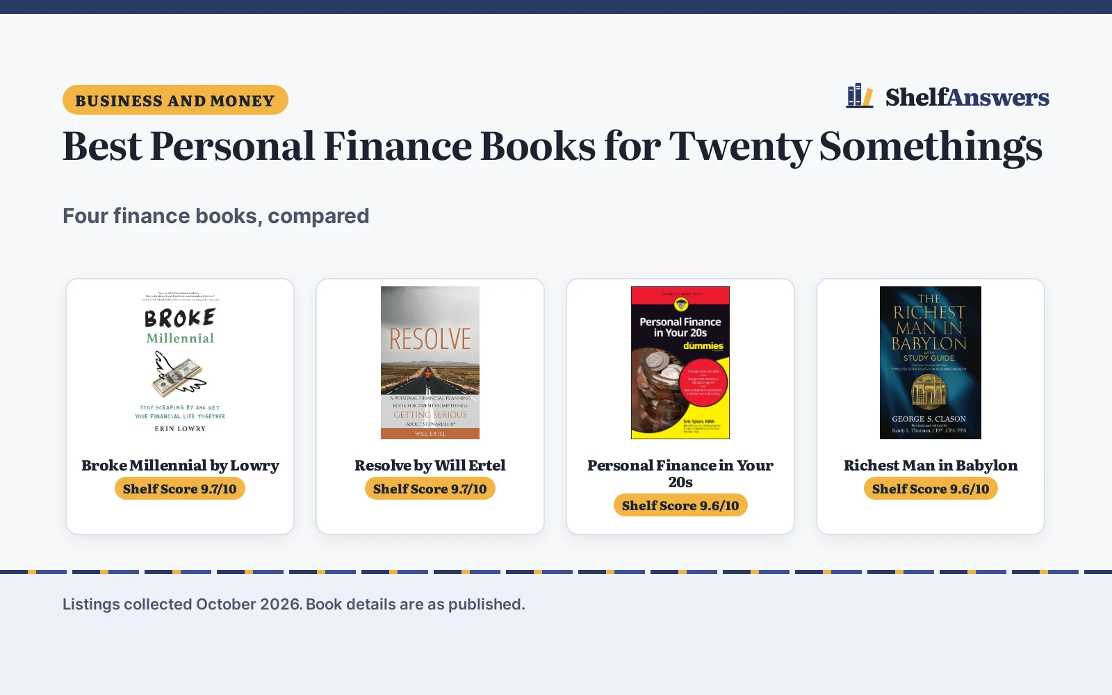 Best Personal Finance Books for Twenty Somethings: 4 Compared