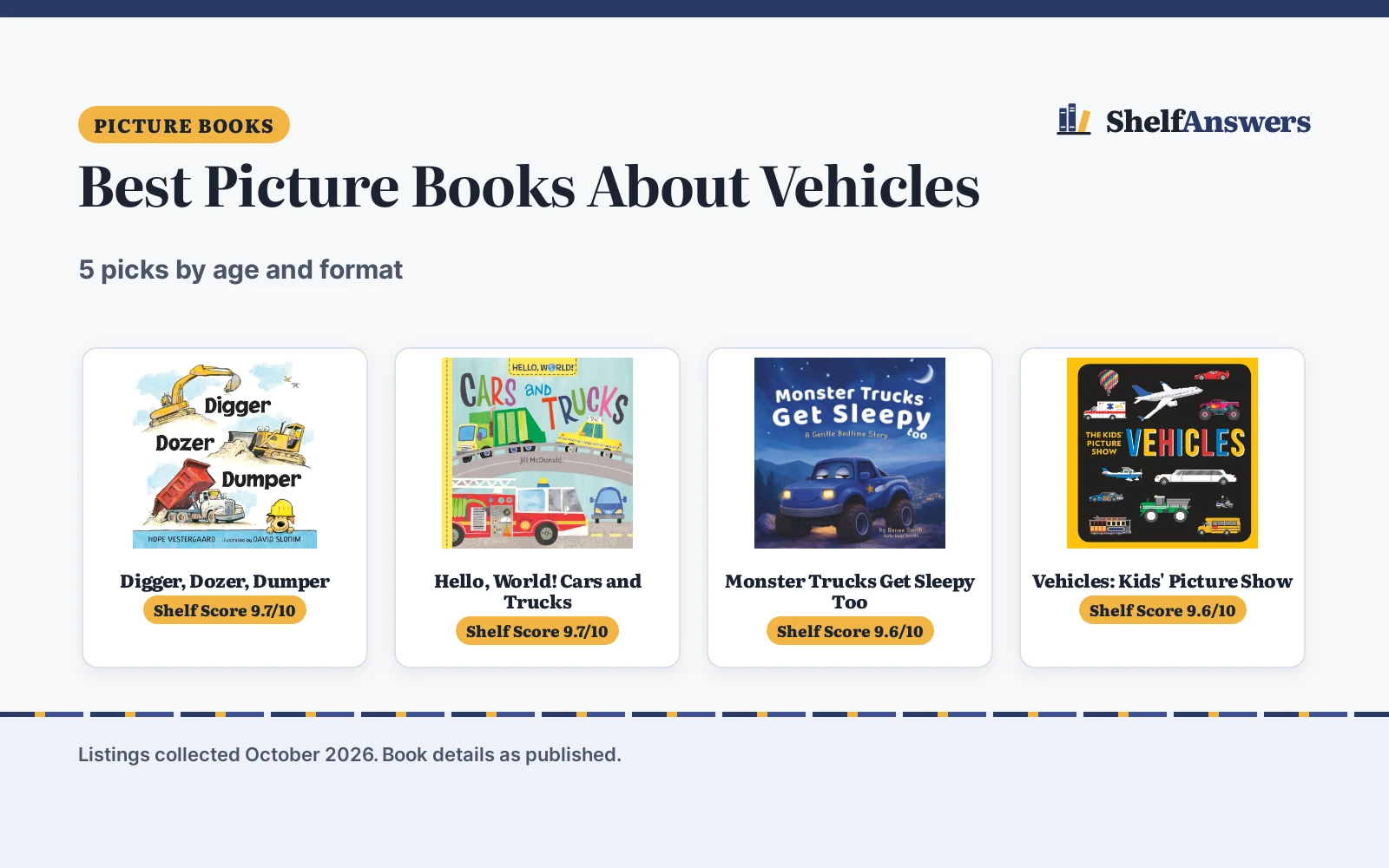 Best Picture Books About Vehicles (2026): 5 Compared