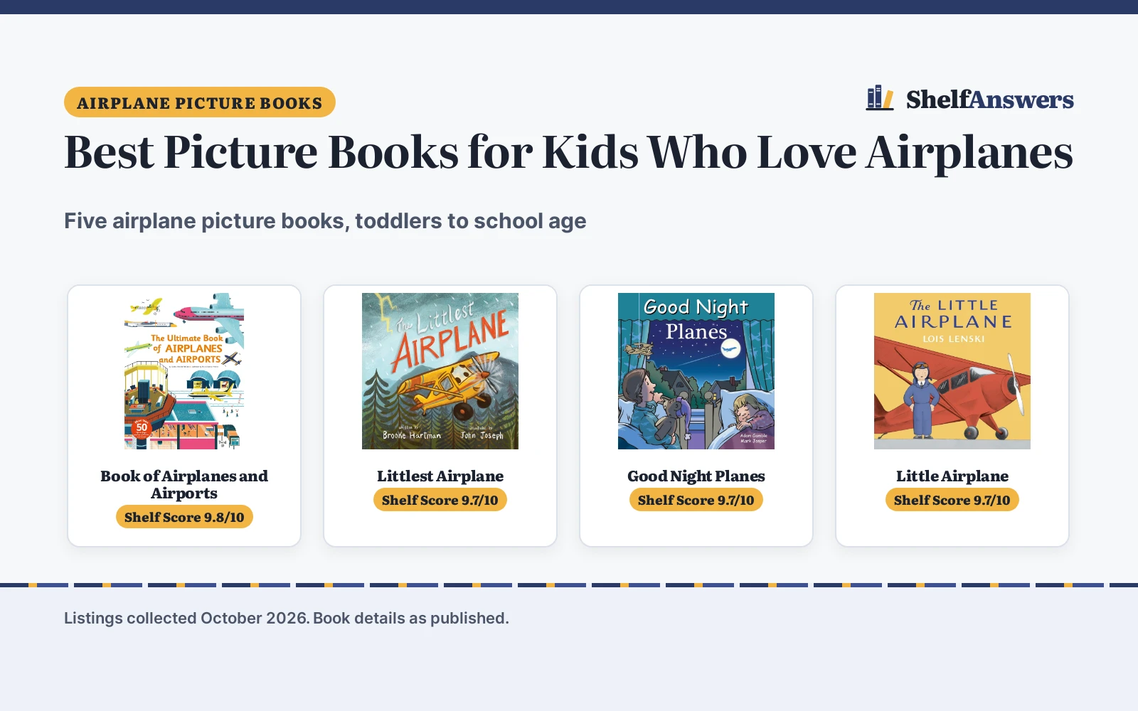 Best Picture Books for Kids Who Love Airplanes (2026): 5 Compared
