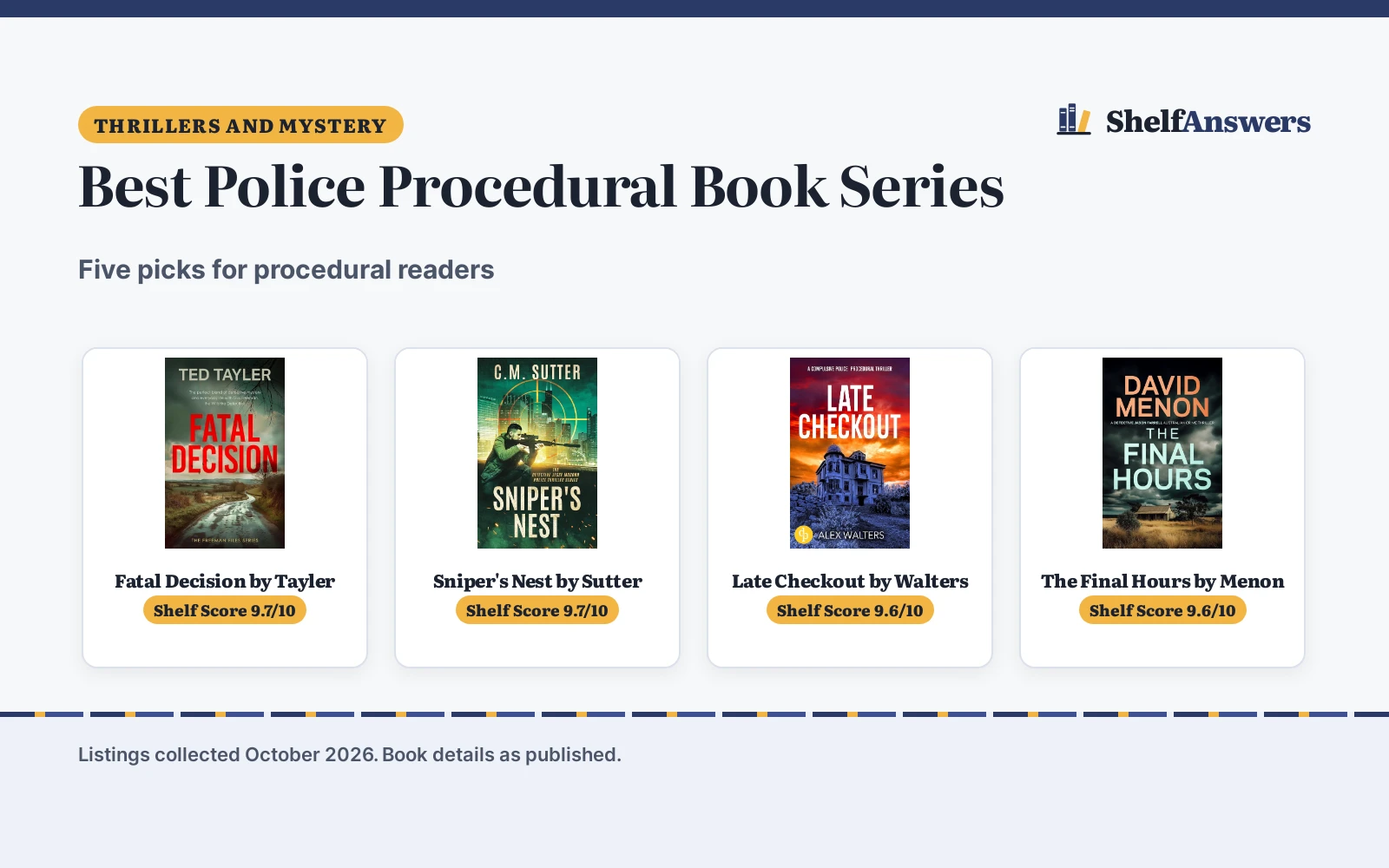 Best Police Procedural Book Series (2026): 5 Picks Compared