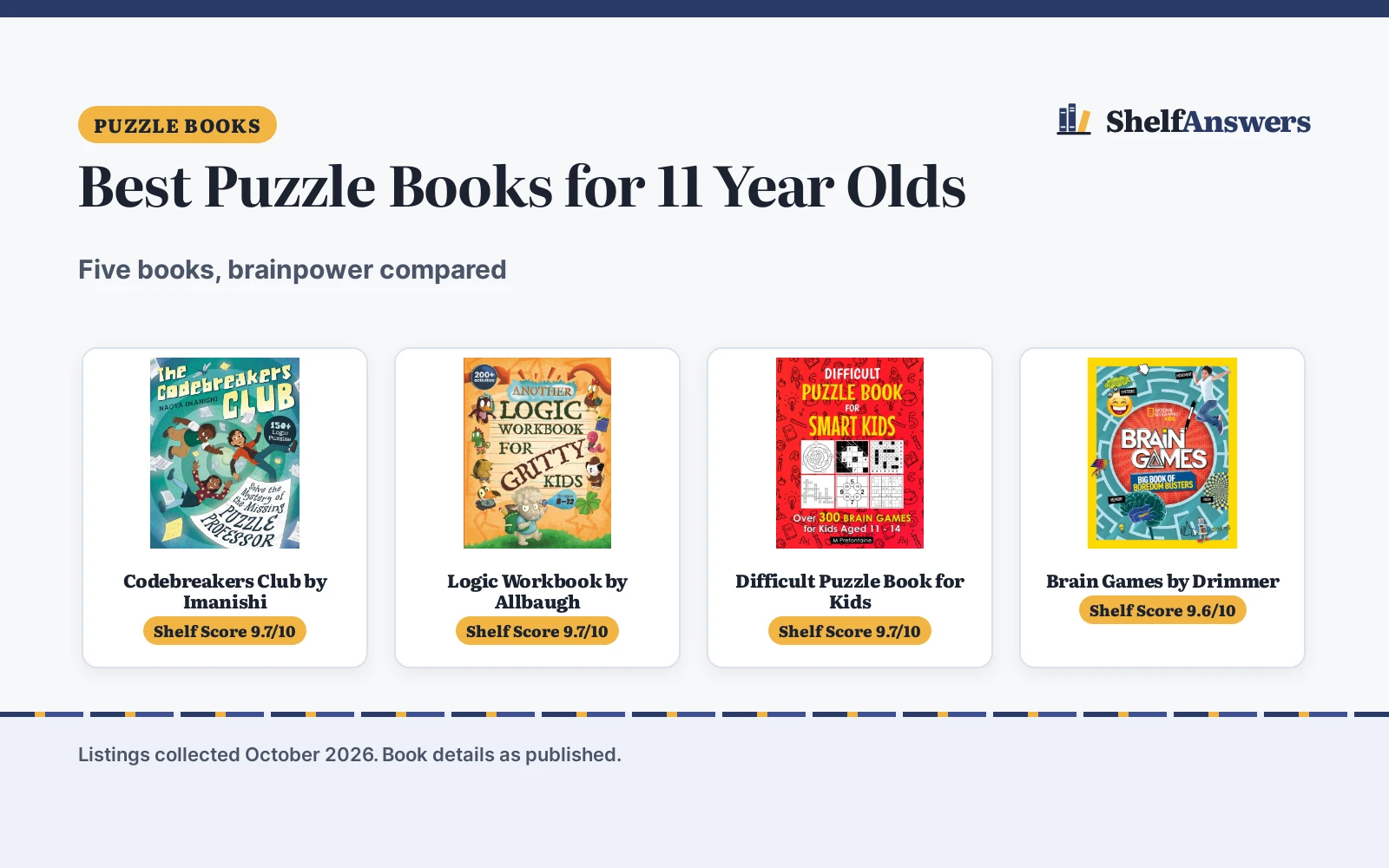 Best Puzzle Books for 11 Year Olds (2026): 5 Compared