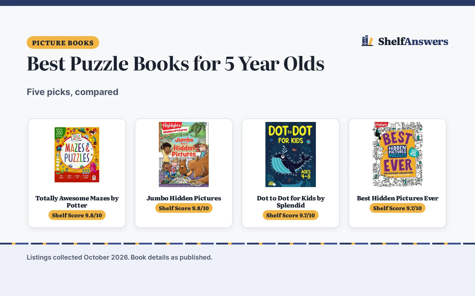Best Puzzle Books for 5 Year Olds (2026): 5 Compared