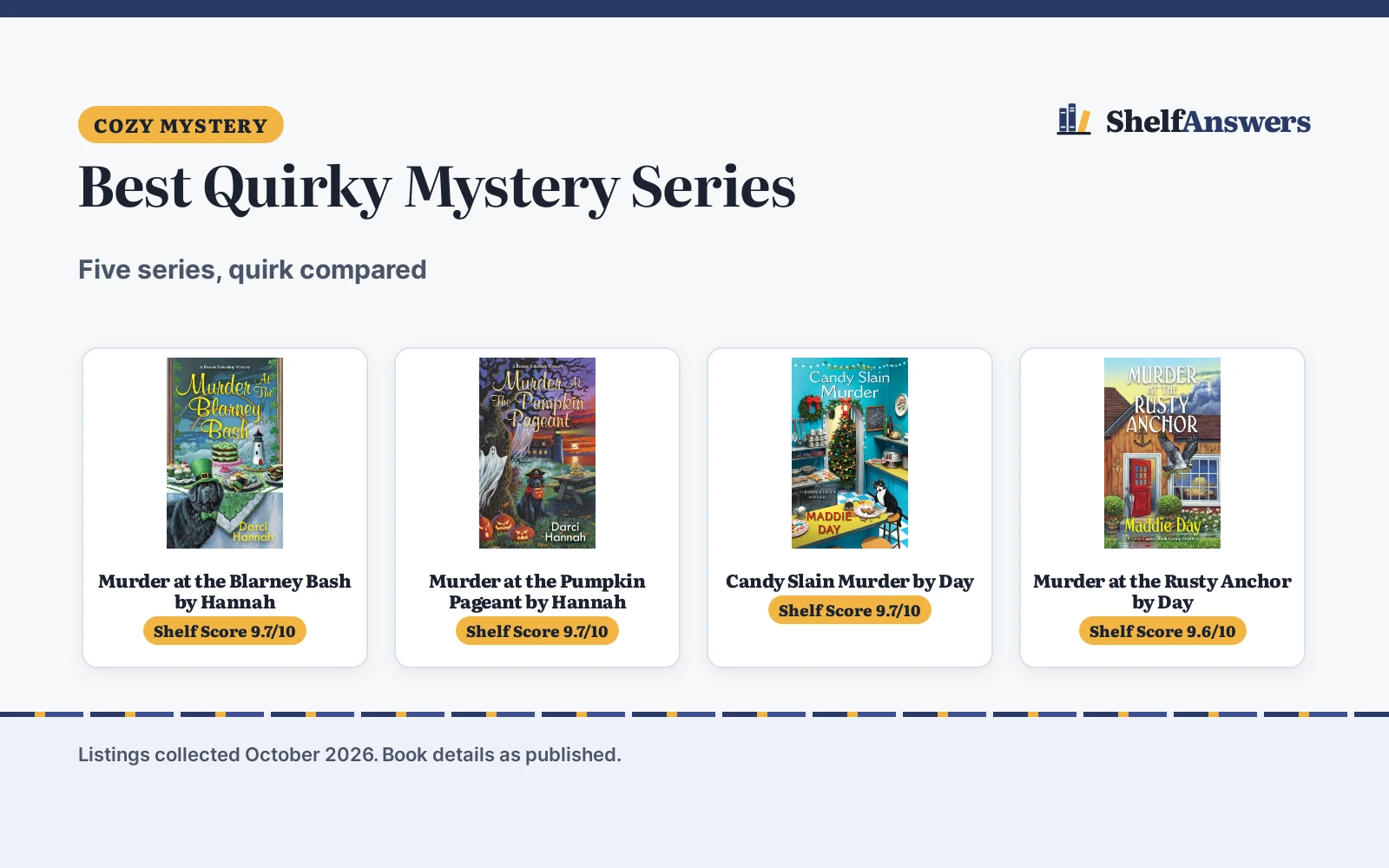 Best Quirky Mystery Series: 5 Cozy Picks Compared
