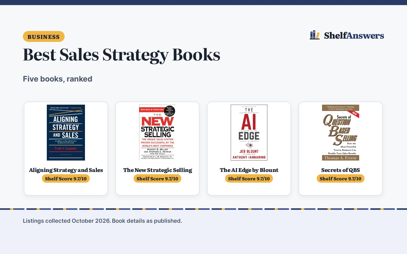 Best Sales Strategy Books (2026): 5 Picks Compared