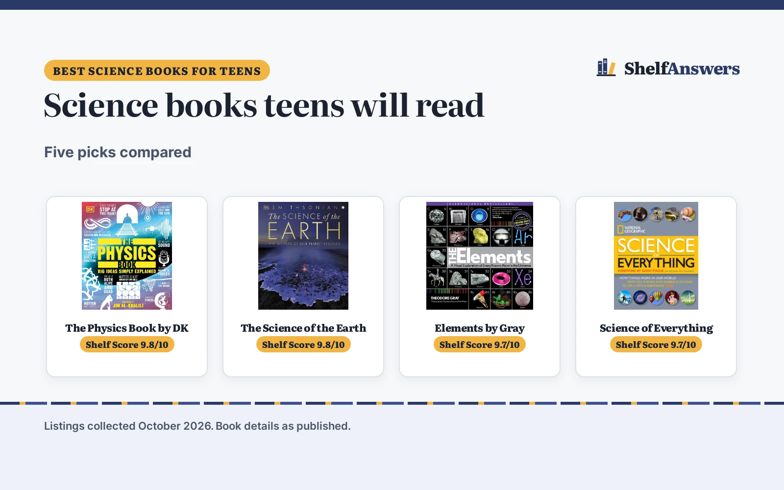 Best Science Books for Teens (2026): 5 Picks Compared