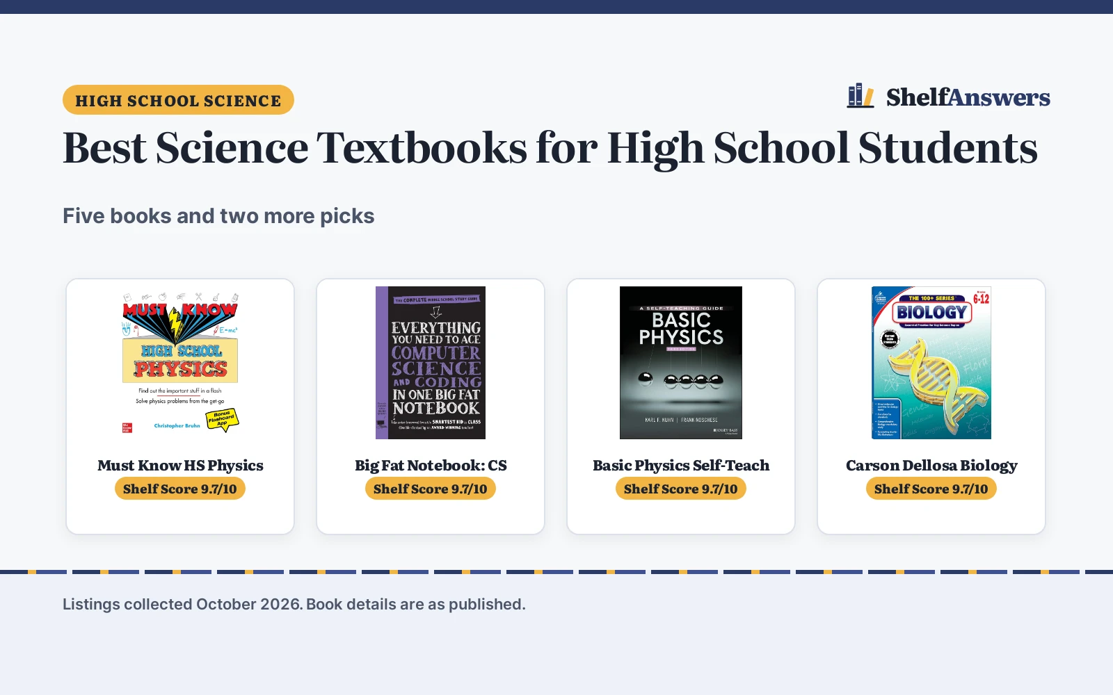 Best Science Textbooks for High School Students (2026): 7 Compared