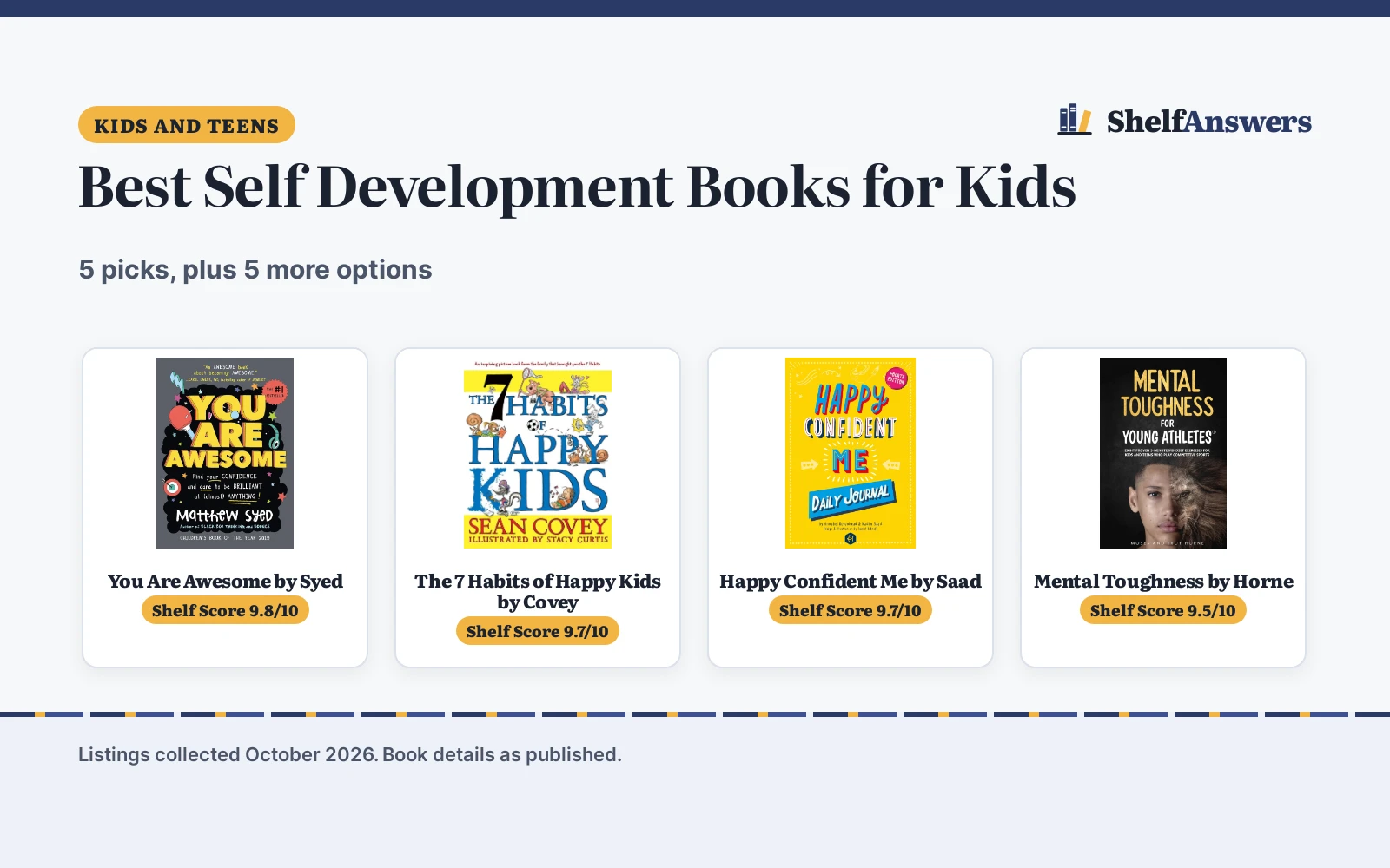 Best Self Development Books for Kids (2026): 5 Picks Compared