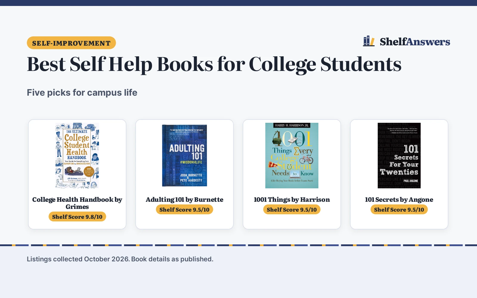 Best Self Help Books for College Students (2026)