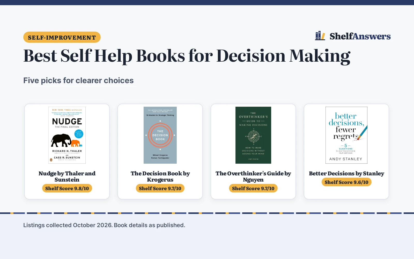Best Self Help Books for Decision Making (2026): 5 Picks