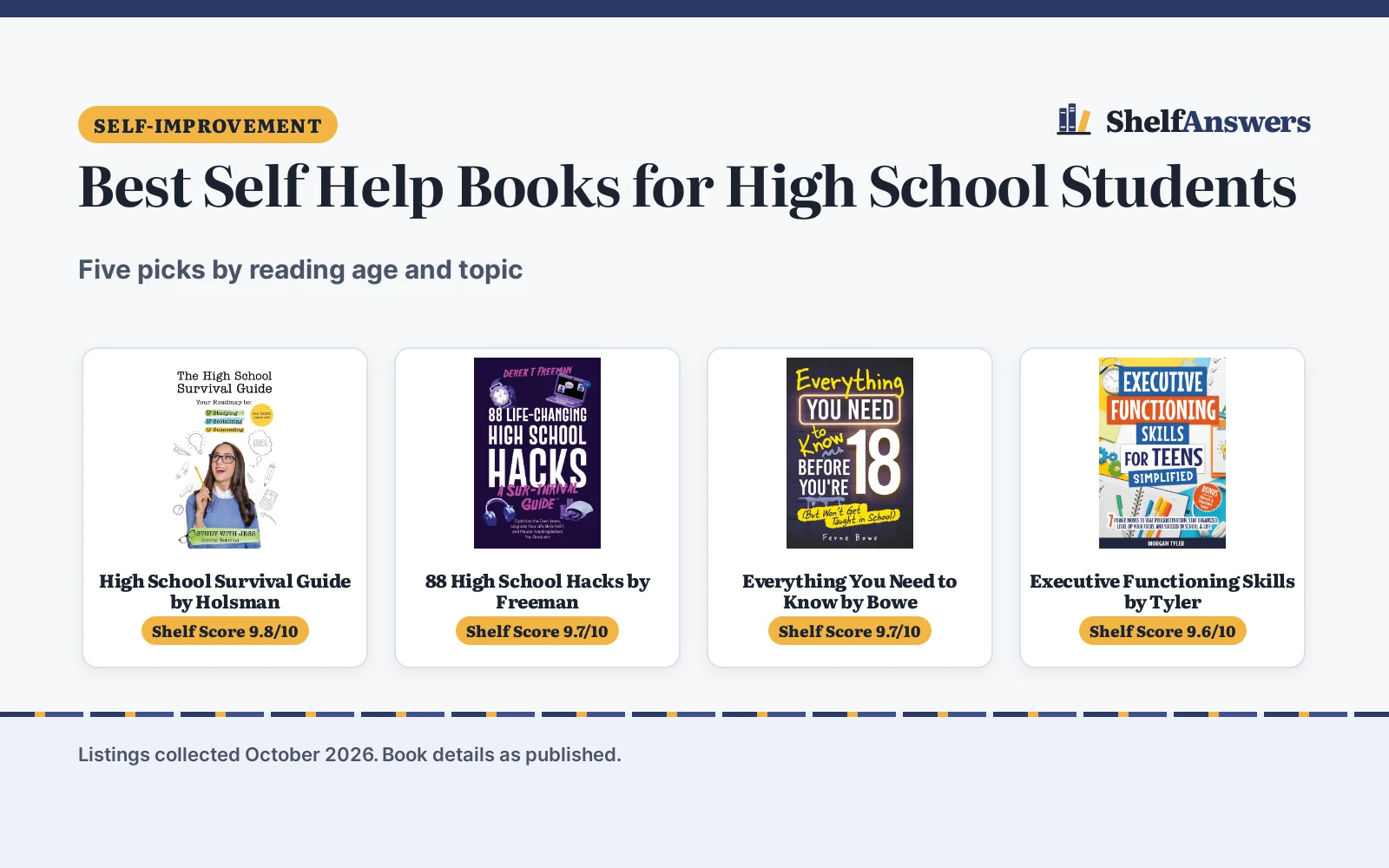 Best Self Help Books for High School Students (2026): 5 Picks
