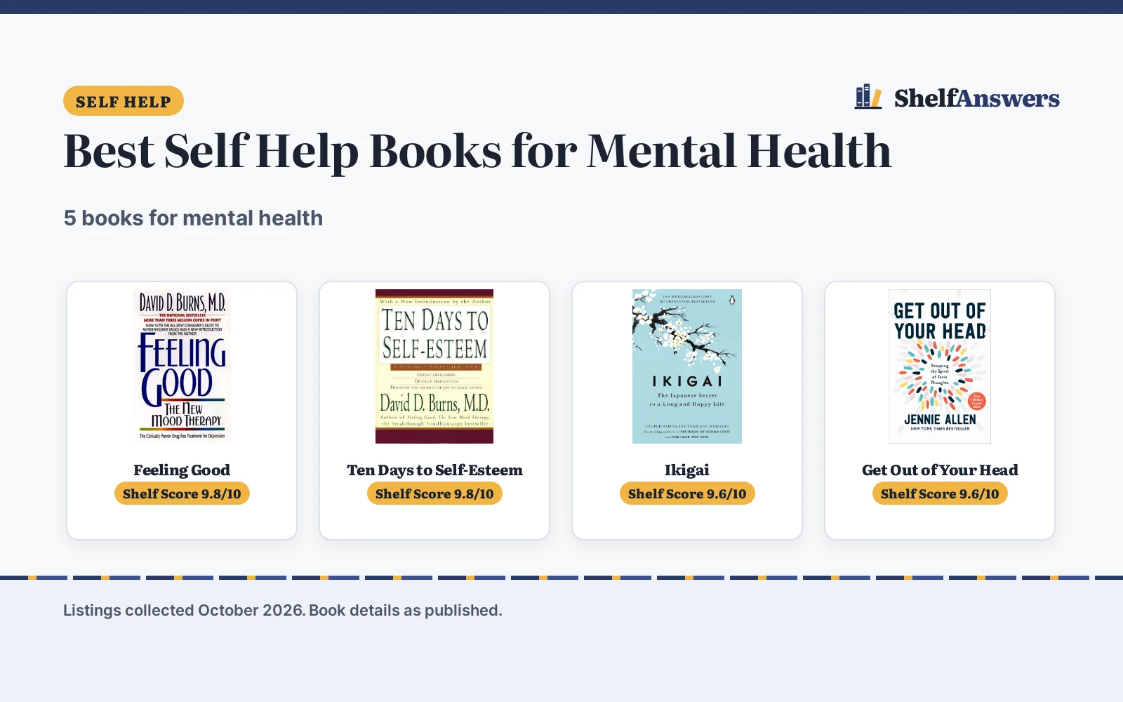 Best Self Help Books for Mental Health (2026): 5 Compared