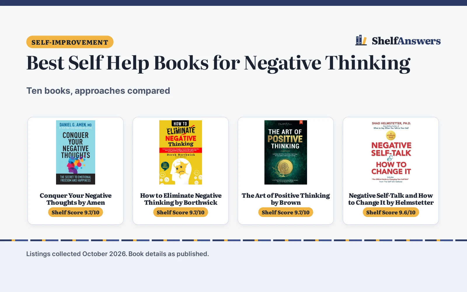 Best Self Help Books for Negative Thinking (2026): 10 Compared